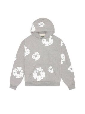 Grey with white denim tear hoodie